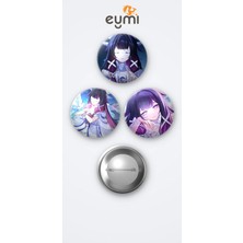 Eymi Design Genshin Impact Oyunu Columbina Oyun 3'lü Metal Rozet Seti 58MM Iğneli Buton Çanta Yaka Rozeti