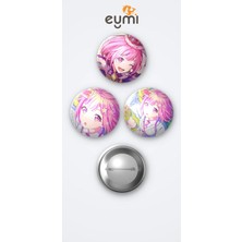 Eymi Design Project Sekaı Emu Otori 3'lü Metal Rozet Seti 58MM Iğneli Buton Çanta Yaka Rozeti