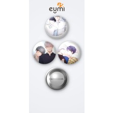 Eymi Design Cherry Blossoms After Winter 3'lü Metal Rozet Seti 58MM Iğneli Buton Çanta Yaka Rozeti
