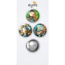 Eymi Design Jojo Animesi Diego Brando Anime 3'lü Metal Rozet Seti 58MM Iğneli Buton Çanta Yaka Rozeti