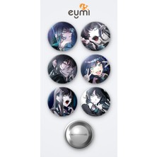 Eymi Design Ado 6'lı Metal Rozet Seti 58MM Iğneli Buton Çanta Yaka Rozeti