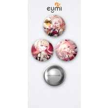Eymi Design Genshin Impact Oyunu Linnea Oyun 3'lü Metal Rozet Seti 58MM Iğneli Buton Çanta Yaka Rozeti
