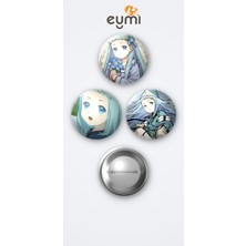 Eymi Design Witch Hat Atelier Animesi Richeh 3'lü Metal Rozet Seti 58MM Iğneli Buton Çanta Yaka Rozeti