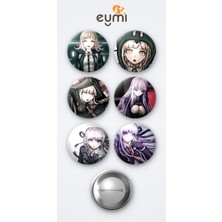 Eymi Design Danganronpa Chiaki Nanami ve Kyoko Kirigiri 6'lı Metal Rozet Seti 58MM Iğneli Buton Çanta Yaka Rozeti