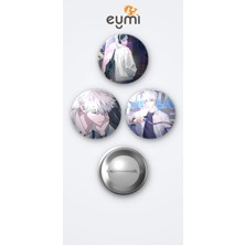 Eymi Design Link Click Lu Guang 3'lü Metal Rozet Seti 58MM Iğneli Buton Çanta Yaka Rozeti