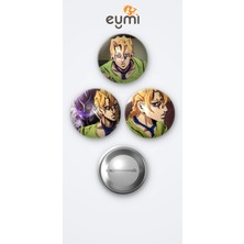 Eymi Design Jojo Animesi Pannacotta Fugo Anime 3'lü Metal Rozet Seti 58MM Iğneli Buton Çanta Yaka Rozeti