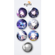 Eymi Design Honkai Star Rail The Dahlia Oyun ve Yao Guang Oyun 6'lı Metal Rozet Seti 58MM Iğneli Buton Çanta Yaka Rozeti