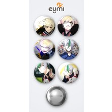 Eymi Design Blue Lock Charles Chevalier ve Eita Otoya 6'lı Metal Rozet Seti 58MM Iğneli Buton Çanta Yaka Rozeti
