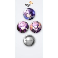 Eymi Design Genshin Impact Oyunu Durin Oyun 3'lü Metal Rozet Seti 58MM Iğneli Buton Çanta Yaka Rozeti