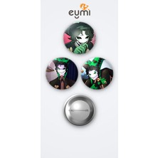 Eymi Design The Freak Circus Harlequin 3'lü Metal Rozet Seti 58MM Iğneli Buton Çanta Yaka Rozeti
