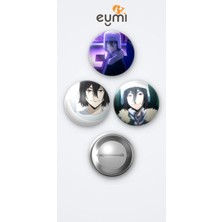 Eymi Design Bungou Stray Dogs Animesi Dostoyevski Anime 3'lü Metal Rozet Seti 58MM Iğneli Buton Çanta Yaka Rozeti