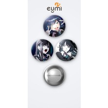 Eymi Design Ado 3'lü Metal Rozet Seti 58MM Iğneli Buton Çanta Yaka Rozeti