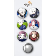 Eymi Design Blue Lock Nagi ve Sae 6'lı Metal Rozet Seti 58MM Iğneli Buton Çanta Yaka Rozeti