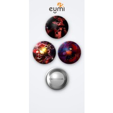 Eymi Design Five Nights At Freddy's Oyunu Foxy The Pirate Fox Oyun 3'lü Metal Rozet Seti 58MM Iğneli Buton Çanta Yaka Rozeti