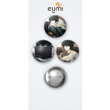 Eymi Design Death Note Animesi L Anime 3'lü Metal Rozet Seti 58MM Iğneli Buton Çanta Yaka Rozeti