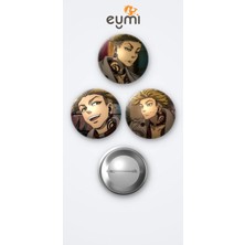 Eymi Design Gachiakuta Animesi Enjin Anime 3'lü Metal Rozet Seti 58MM Iğneli Buton Çanta Yaka Rozeti