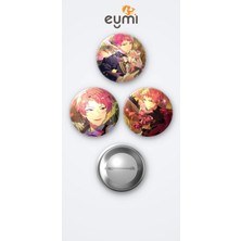 Eymi Design The Ensemble Stars Shu Itsuki Oyun 3'lü Metal Rozet Seti 58MM Iğneli Buton Çanta Yaka Rozeti