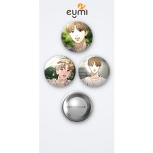 Eymi Design Jinx Dan Kım 3'lü Metal Rozet Seti 58MM Iğneli Buton Çanta Yaka Rozeti