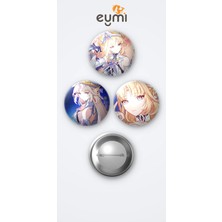 Eymi Design Genshin Impact Oyunu Nicole Oyun 3'lü Metal Rozet Seti 58MM Iğneli Buton Çanta Yaka Rozeti