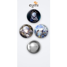 Eymi Design Honkai Star Rail Sunday 3'lü Metal Rozet Seti 58MM Iğneli Buton Çanta Yaka Rozeti