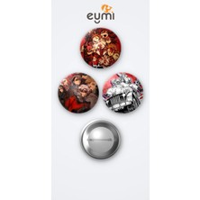 Eymi Design Gachiakuta Animesi 3'lü Metal Rozet Seti 58MM Iğneli Buton Çanta Yaka Rozeti