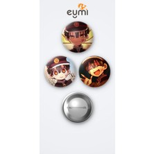 Eymi Design Tuvalet Hayaleti Hanakokun Animesi Hanako 3'lü Metal Rozet Seti 58MM Iğneli Buton Çanta Yaka Rozeti