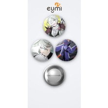 Eymi Design Bungou Stray Dogs Animesi Nikolai Gogol Anime 3'lü Metal Rozet Seti 58MM Iğneli Buton Çanta Yaka Rozeti