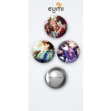 Eymi Design The Ensemble Stars Ritsu Sakuma 3'lü Metal Rozet Seti 58MM Iğneli Buton Çanta Yaka Rozeti