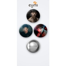 Eymi Design Bloodhounds Kore Draması Woo Do Hwan ( Kim Geon Woo ) 3'lü Metal Rozet Seti 58MM Iğneli Buton Çanta Yaka Rozeti