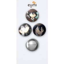 Eymi Design Bungou Stray Dogs Animesi Ranpo Anime 3'lü Metal Rozet Seti 58MM Iğneli Buton Çanta Yaka Rozeti