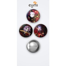 Eymi Design The Freak Circus Pierrot 3'lü Metal Rozet Seti 58MM Iğneli Buton Çanta Yaka Rozeti
