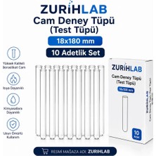 ZURIHLAB Cam Deney Tüpü (Test Tüpü) 18x180 mm - 10 Adetlik Set