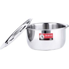 Zebra Thailand Zebra Premium Kulpsuz Paslanmaz Çelik Saklama, Pişirme ve Servis Kabı Serisi 20 cm 3 Litre, Çelik Kapaklı