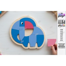 IdeaFabric Avelith Ahşap Fil Puzzle Kalın Parçalı Bebek Yapboz Montessori Duyusal Oyuncak 1-4 Yaş