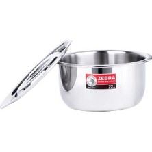 Zebra Thailand Zebra Premium Kulpsuz Paslanmaz Çelik Saklama, Pişirme ve Servis Kabı Serisi 22 cm, 4 Litre, Çelik Kapaklı