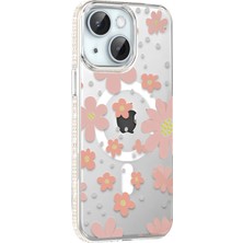 Kmrsfres Joko  Iphone 14 Floral Magsafe Kapak - Pembe