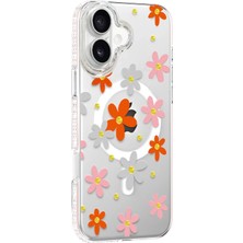 Kmrsfres Joko  Iphone 16 Floral Magsafe Kapak - Turuncu