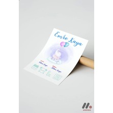 Modiwa Design Kişiye Özel Bebek Doğum Bilgisi Posteri Mavi, Çerçevesiz Yüksek Kalite Duvar Afişi - Sevdiklerinize Özel Hediye
