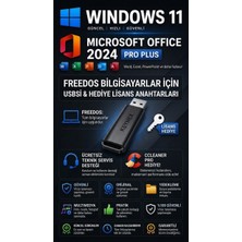 Freedos Pc Format Seti 16 GB USB (Windows 11 Pro + Office 2024 Key)