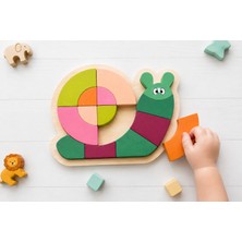 IdeaFabric Avelith Ahşap Salyangoz Puzzle Renkli Yapboz Montessori Duyusal Oyuncak 1-4 Yaş