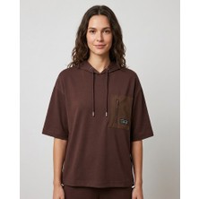 On Triko Kapüşonlu Kısa Kollu Cepli Sweatshirt 16335