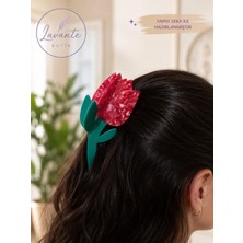 Lavante Butik Lale Detaylı Kemik Saç Tokası,mandal Toka