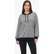 Neden Tekstil Kadın Oversize Siyah Kayık Yaka Sweatshirt