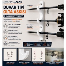 S.F. Jig Duvar Tipi Olta Askısı 3 Yuvalı 2’li Set – Siyah Kamış Tutucu ve Düzenleyici