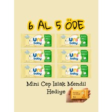 Uni Baby Sensitive Islak Bebek Mendili 50 Yaprak x 6 Paket – 300 Yaprak – Bambu ve Pamuk Özlü – Parfümsüz – 6'lı Avantaj Paketi (Hediyeli Ürün)