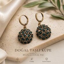 Bulu'us Accessories Bronz Zümrüt  Taşlı Vintage Tasarım Küpe – El Işçiliği Anneye Sevgiliye Arkadaşa Hediye