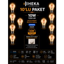 Avarson (10 Adet) HEKA 10W Günışığı (3000K) E27 Duylu dim Edilebilir LED Rustik Ampul