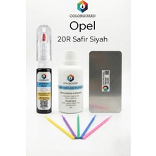 COLORGUARD Opel 20R Safir Siyahı İğneli ve Fırçalı 2 si 1 Arada Rötuş Boyası Yüzey Temizleme Solüsyonu Profesyonel ve Çapaksız Rötuş Çeliği 5'li Uygulama Çubuğu Seti