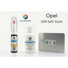 COLORGUARD Opel 20R Safir Siyahı Rötuş Seti - 2 si 1 Arada İğne ve Fırça Uçlu Şişe, Solüsyon ve Rötuş Çeliği