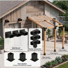 Mamz Design Pergola Seti Çardak Teras Garaj Için Sundurma Metal 90X90X2.5 mm 9 Parça Bağlantı Ekipmanı Iç Ölçü 85X85 Mat